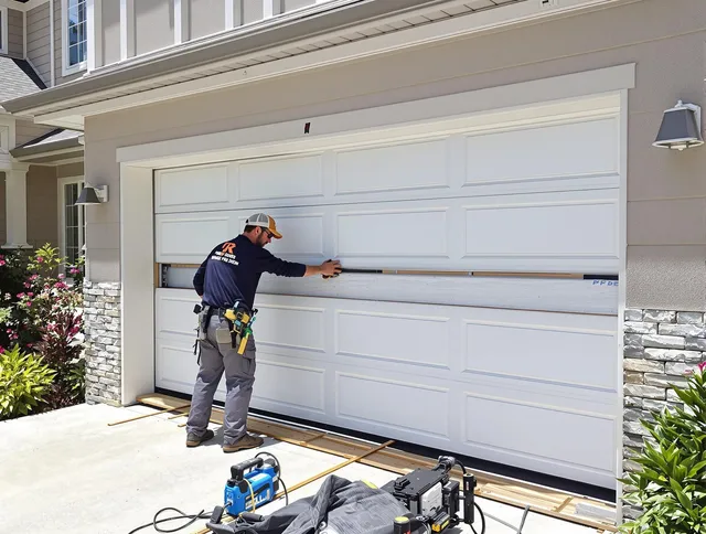 Poinciana Garage Door Repair team performing complete garage door replacement at Poinciana residence